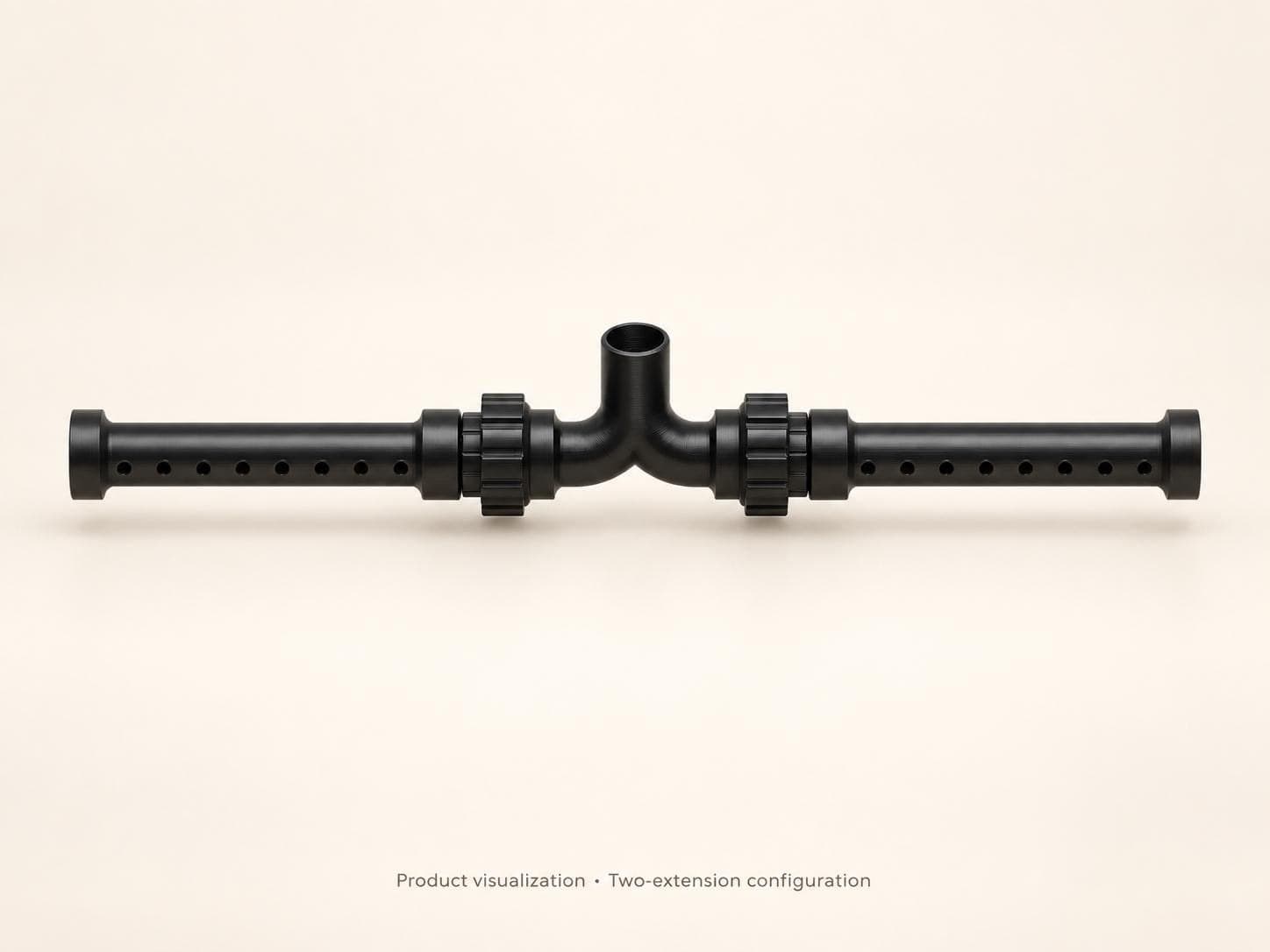 Render of the spray bar with one extension on each side of the central inlet